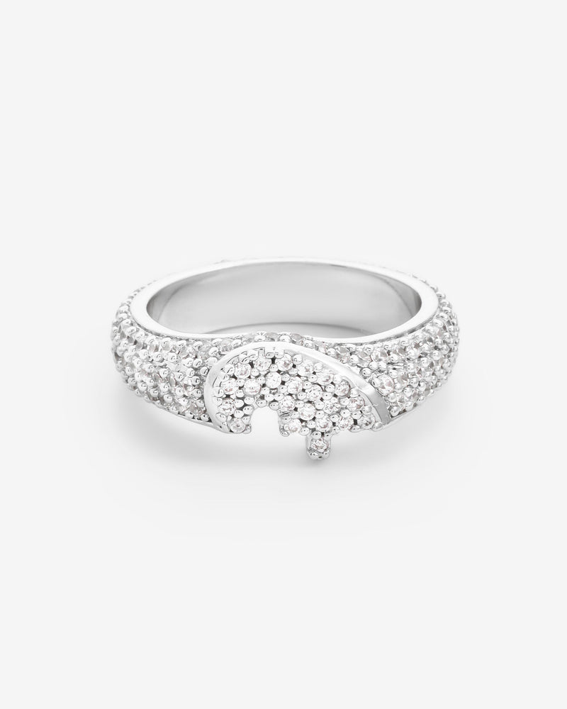 Iced Connecting Heart Ring - White Gold