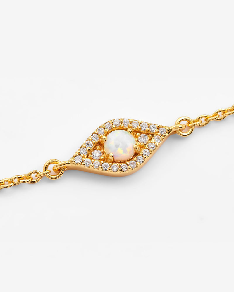 Iced Opal Mini Evil Eye Bracelet - Gold