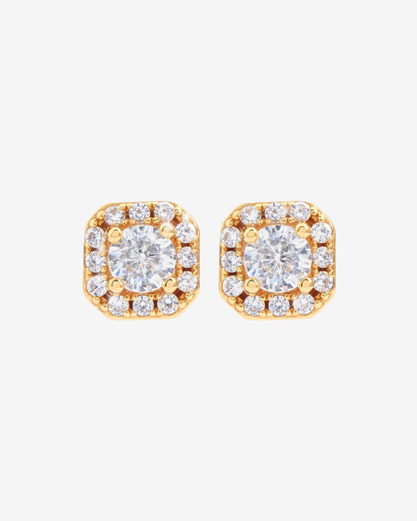 Iced Cluster Stud Earrings - Gold