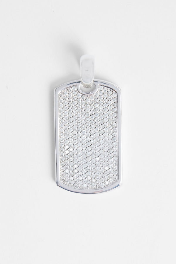 Iced CZ 2 Tone Dog Tag Pendant