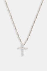 Iced CZ Cross Cuban Necklace