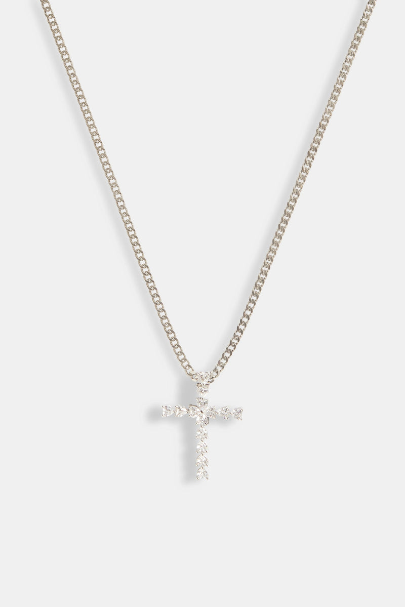 Iced CZ Cross Cuban Necklace