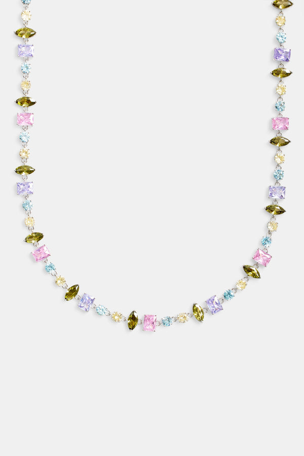 Iced CZ Colourful Mixed Shape Tennis Chain