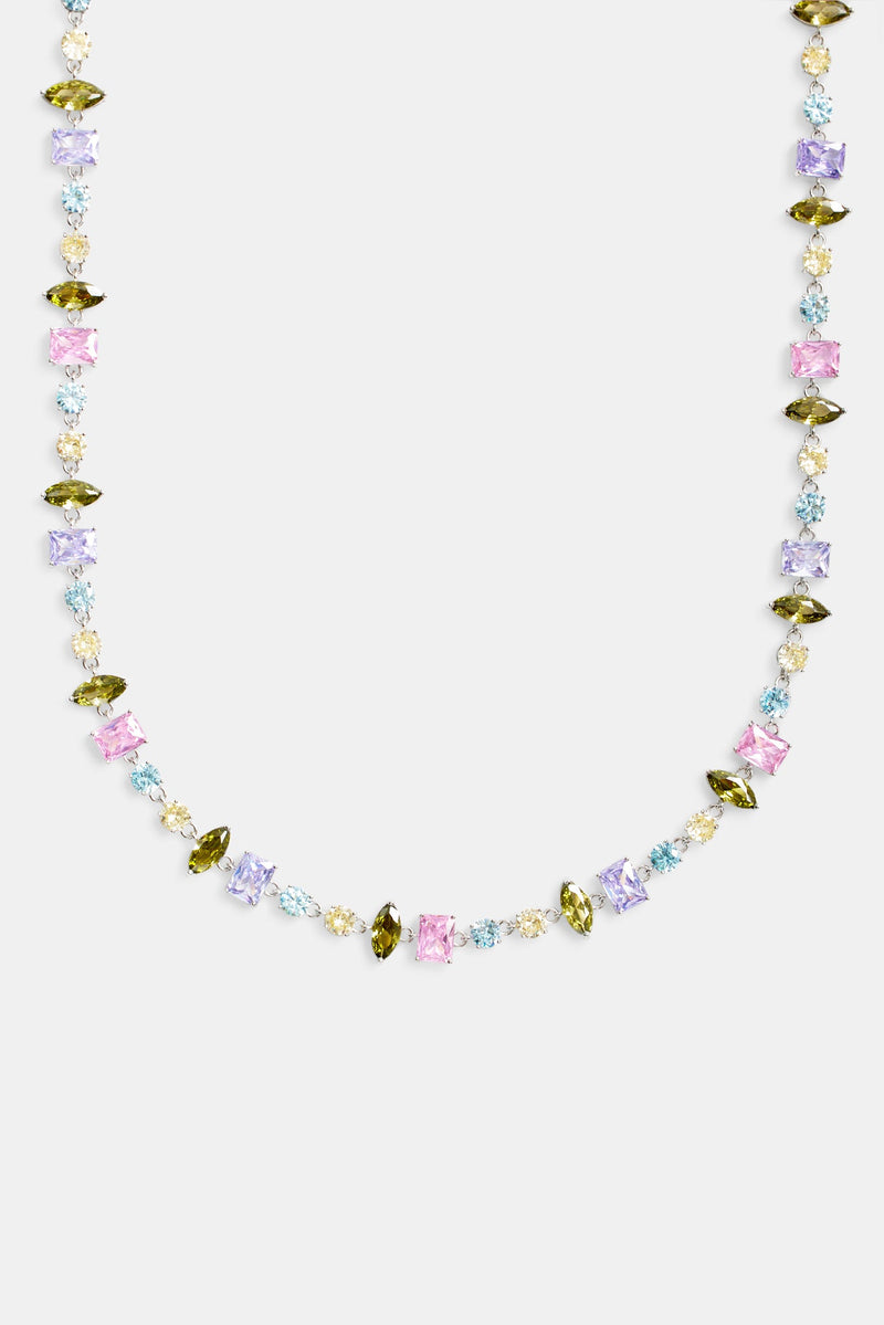 Iced CZ Colourful Mixed Shape Tennis Chain