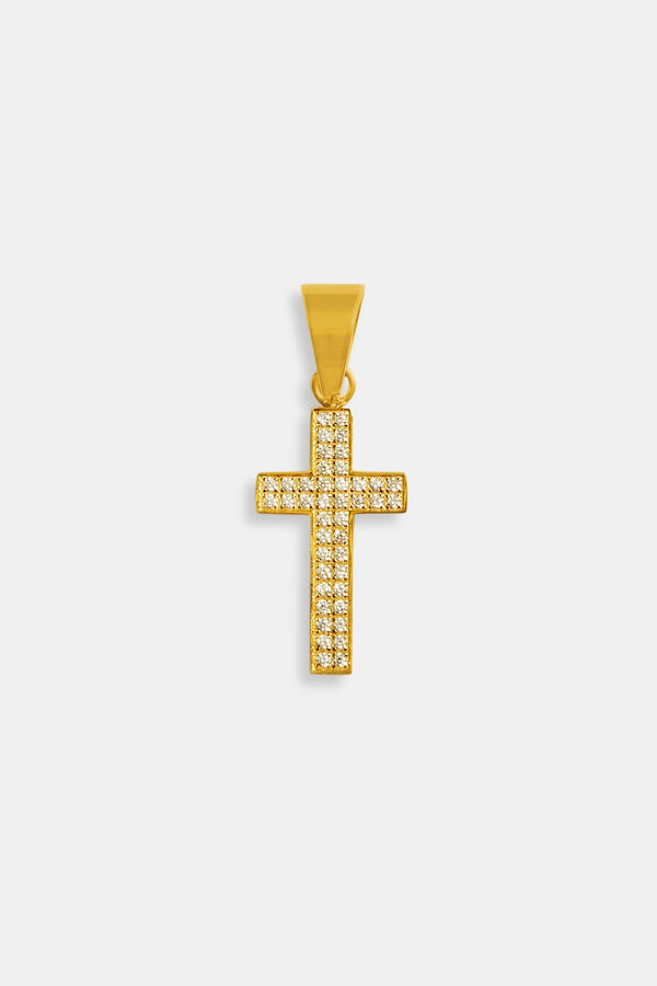 Iced CZ Gold Plated Cross Pendant