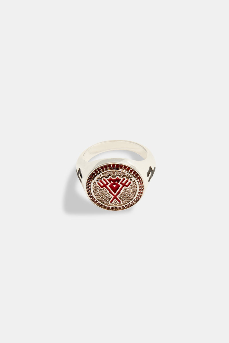 Iced CZ Devil Signet Ring