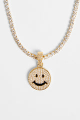 Gold Plated Iced CZ Happy Face Pendant