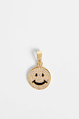 Gold Plated Iced CZ Happy Face Pendant