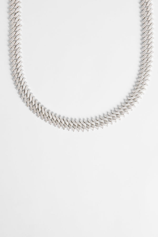 Iced Micro Pave Spike Chain - White Gold