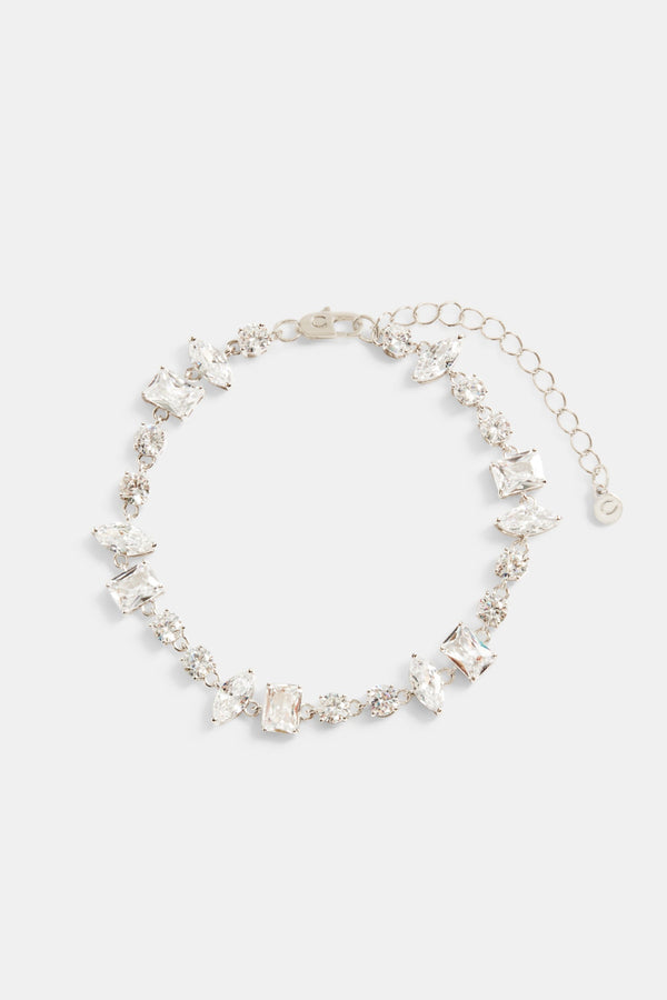 Iced CZ Clear Mixed Shape Tennis Bracelet