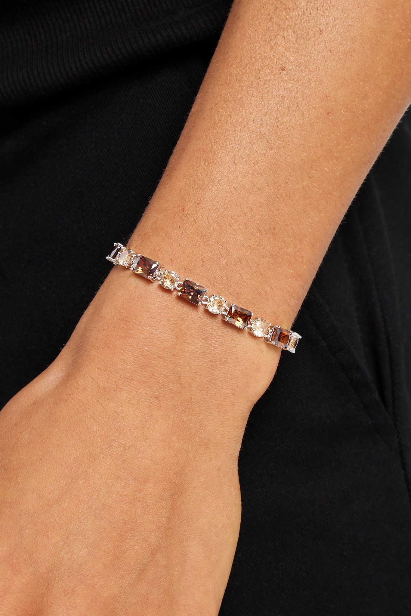Iced CZ Chocolate Multi Shape Tennis Bracelet - 6mm