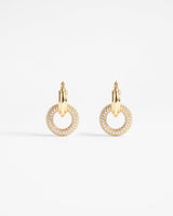 Iced Pave Double Hoop Earrings - Gold