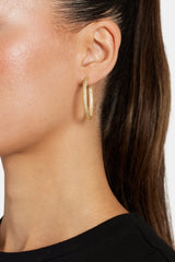 Gold Plated Iced CZ Pave Hoop Earrings