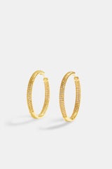 Gold Plated Iced CZ Pave Hoop Earrings
