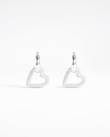 Iced Pave Heart Hoop Earrings