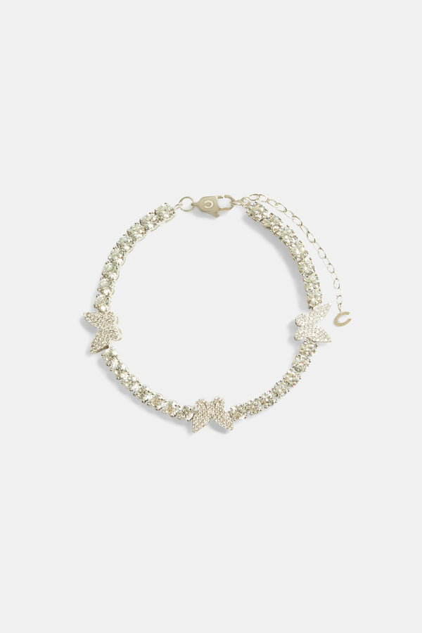 Iced CZ Tennis Butterfly Anklet