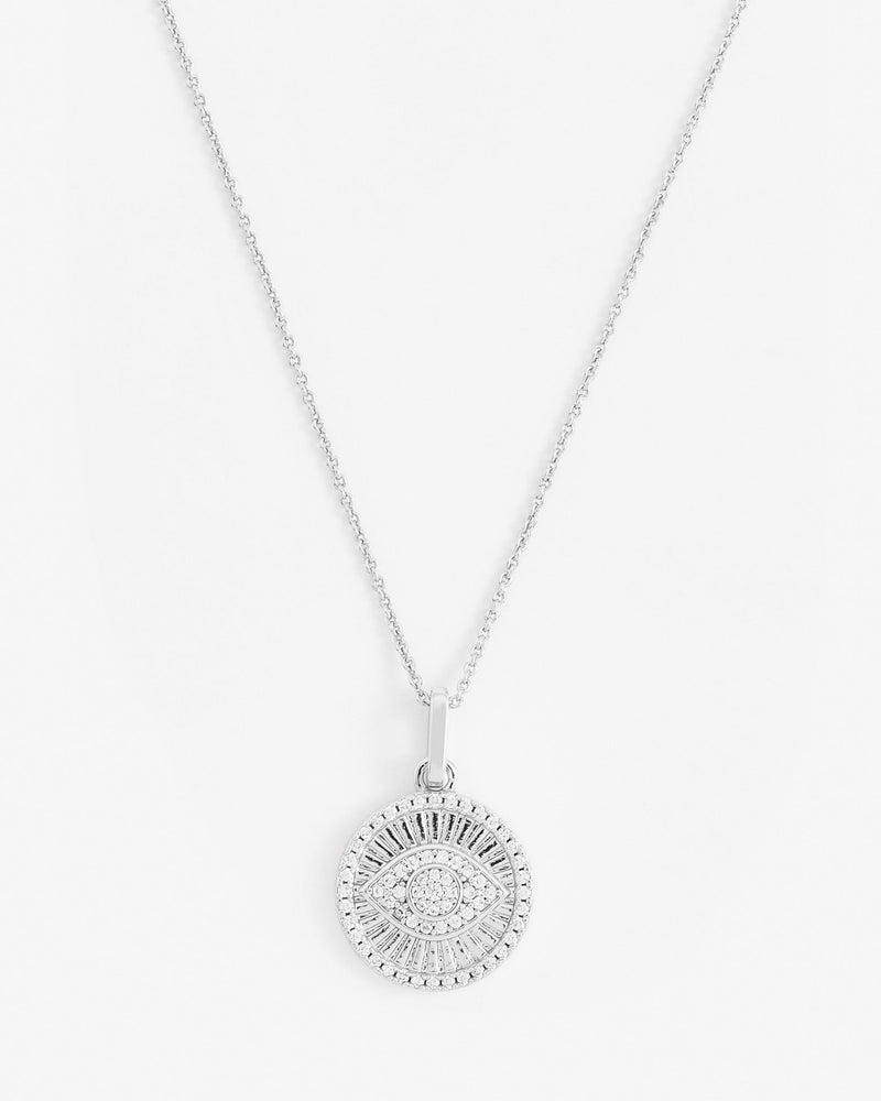 Iced Evil Eye Disc Necklace