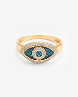 Iced Evil Eye Ring - Gold