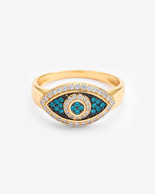 Iced Evil Eye Ring - Gold