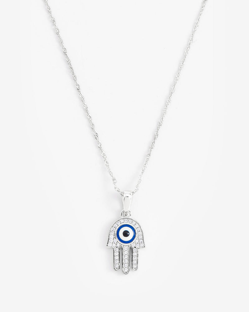 Iced Hamsa Hand Motif Necklace