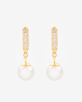 Iced Hoop & Pearl Earrings - Gold
