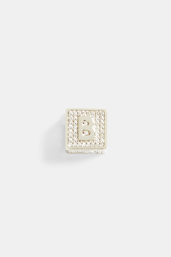 Iced B Letter Block Pendant