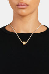 Gold Plated Iced C Letter Block Pendant