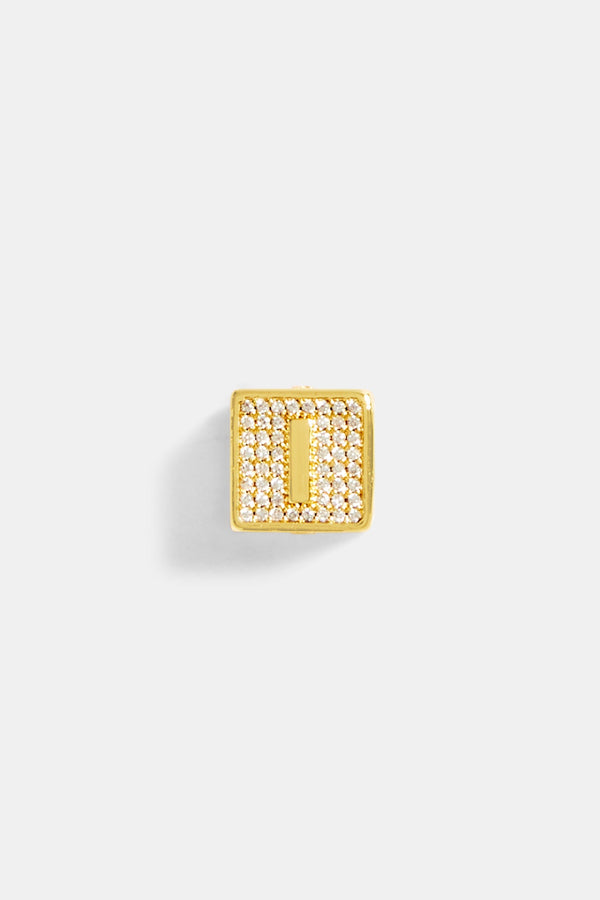 Gold Plated Iced I Letter Block Pendant