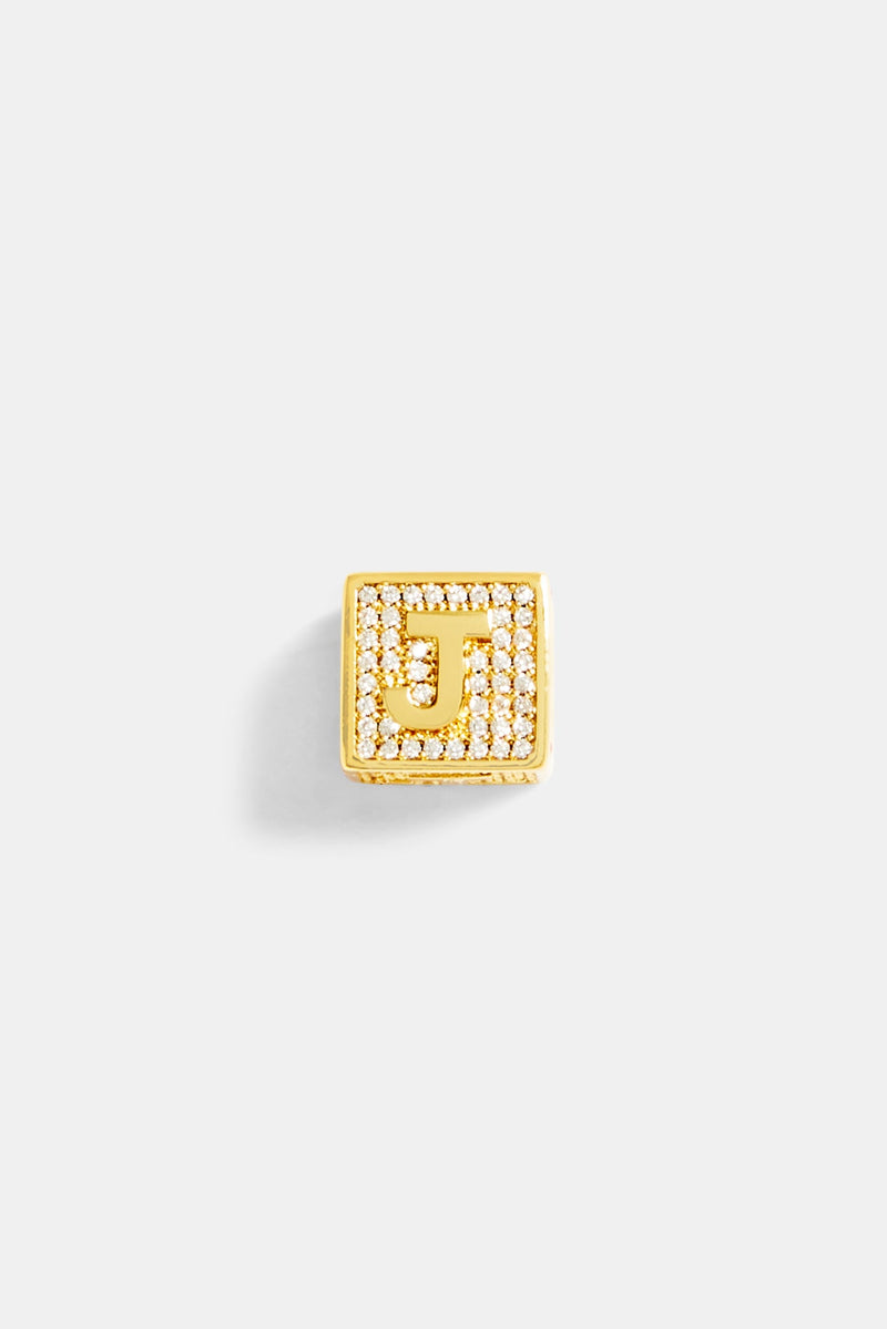 Gold Plated Iced J Letter Block Pendant