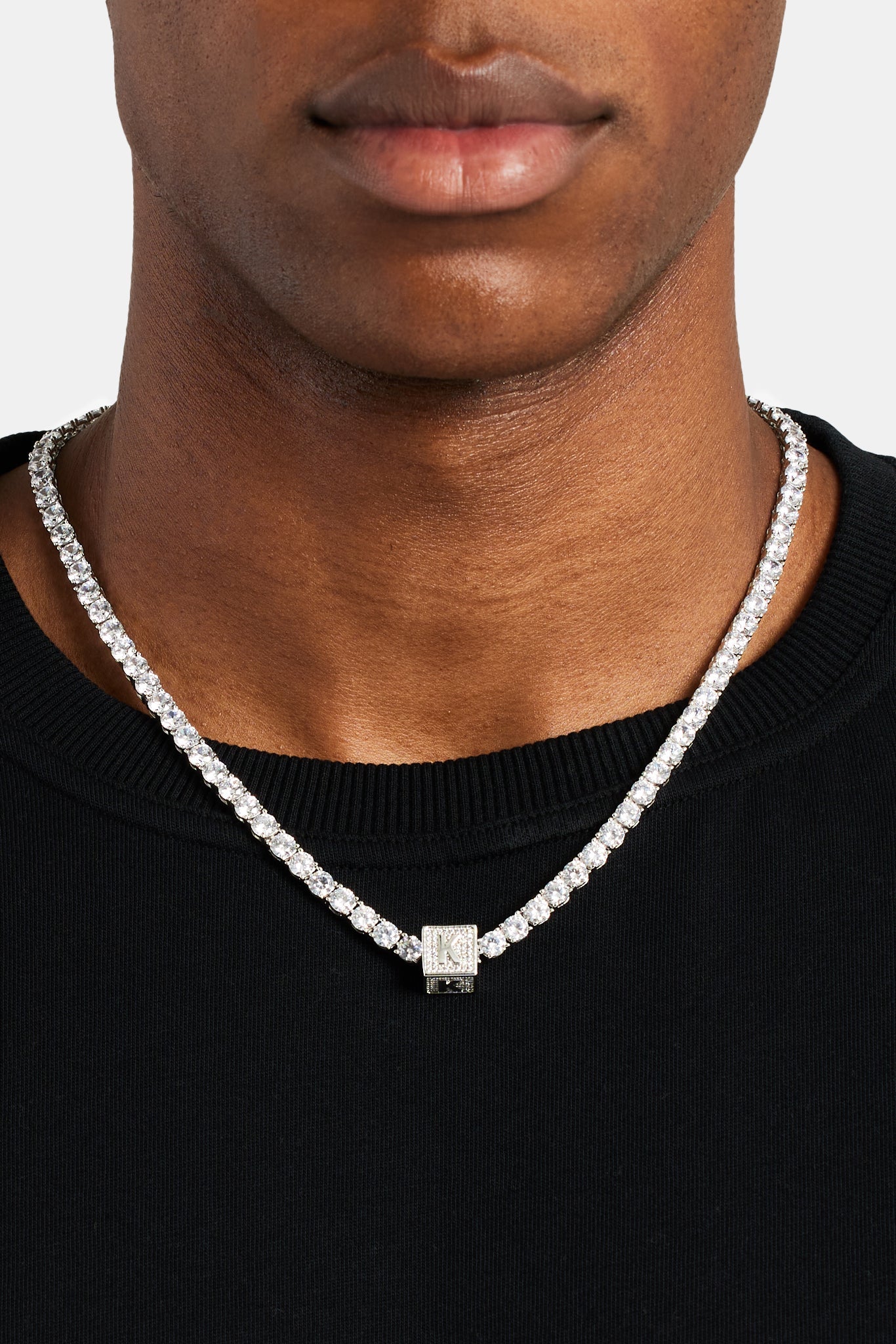 Iced K Letter Block Pendant