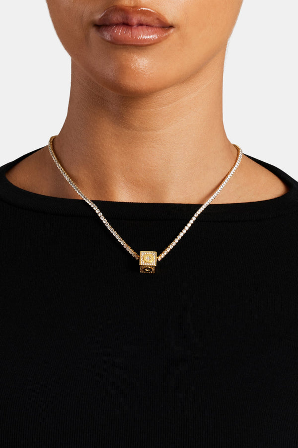 Gold Plated Iced O Letter Block Pendant