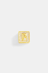 Gold Plated Iced P Letter Block Pendant