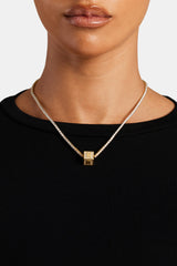 Gold Plated Iced R Letter Block Pendant