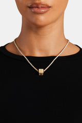 Gold Plated Iced S Letter Block Pendant