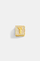 Gold Plated Iced T Letter Block Pendant