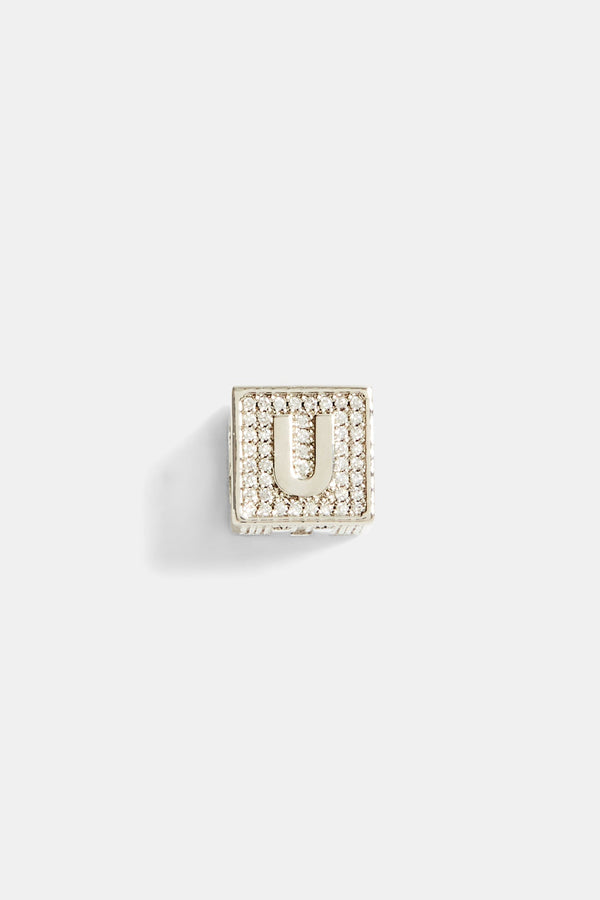 Iced U Letter Block Pendant