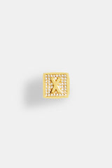 Gold Plated Iced X Letter Block Pendant