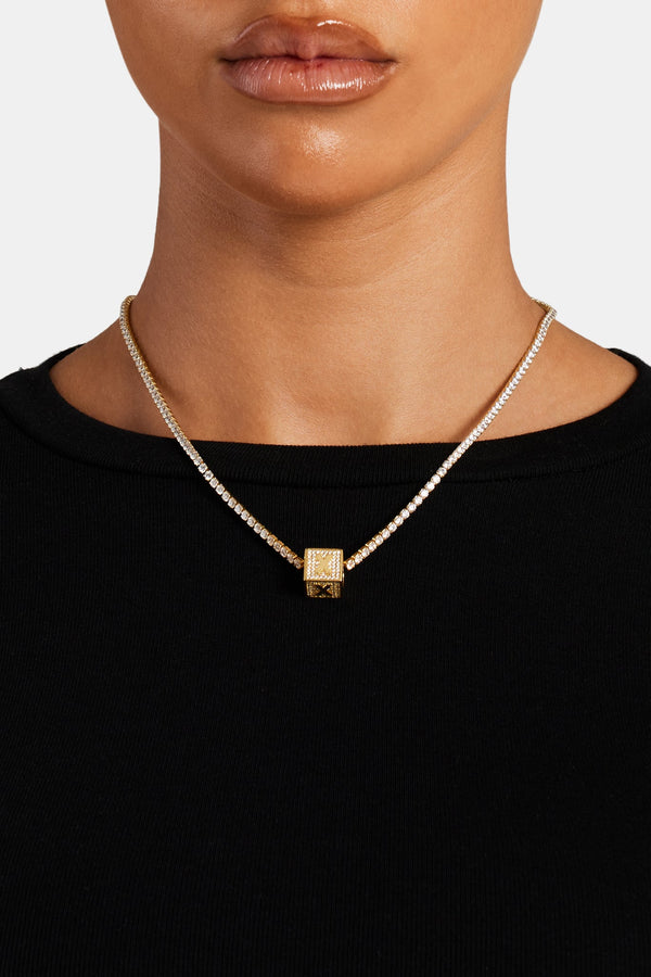 Gold Plated Iced X Letter Block Pendant