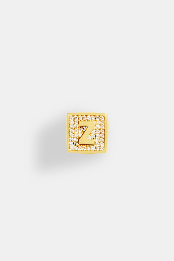 Gold Plated Iced Z Letter Block Pendant