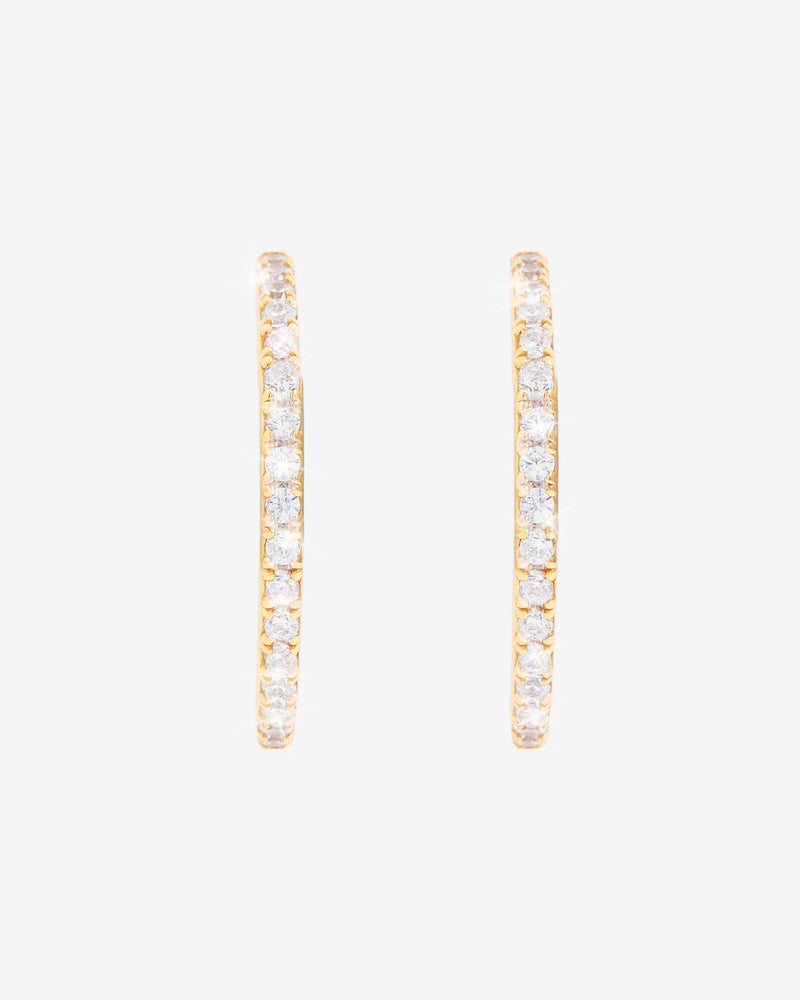 Iced Minimal Hoop Earrings - Gold