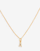 Pave Initial A Necklace - Gold