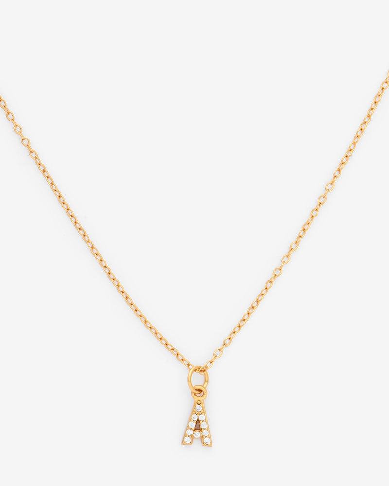 Pave Initial A Necklace - Gold