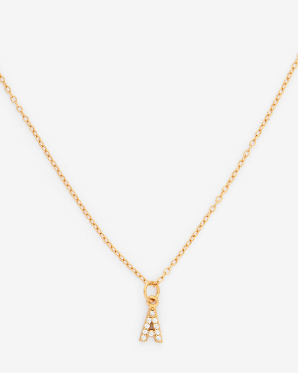 Pave Initial A Necklace - Gold