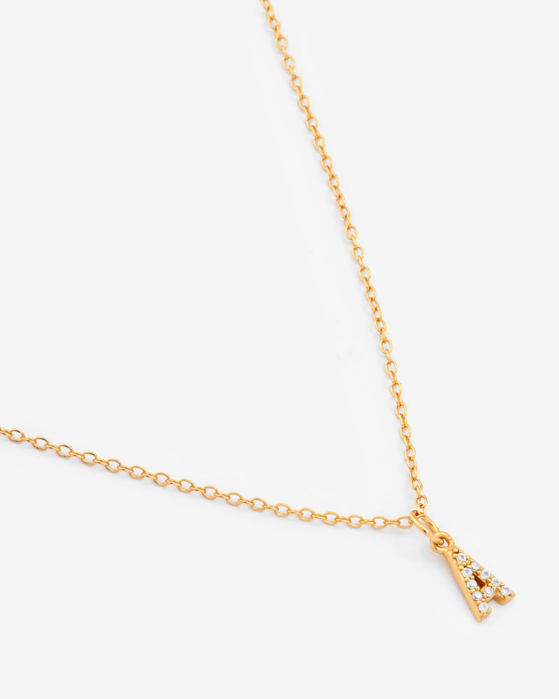 Pave Initial A Necklace - Gold