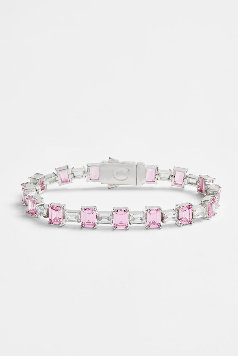 Iced Pink CZ Baguette Tennis Bracelet