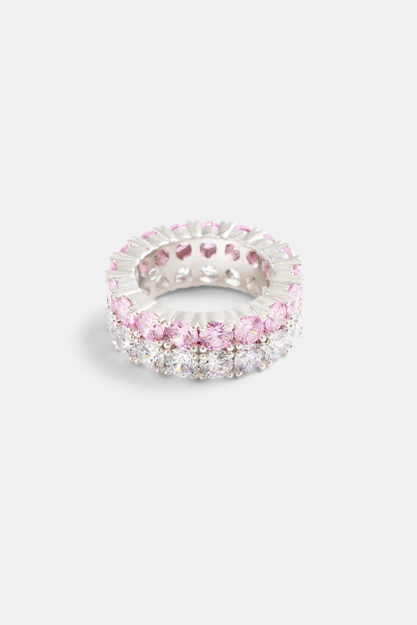 Iced Pink CZ Double Row Tennis Ring