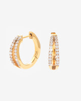 Iced Row Hoop Earrings - Gold