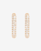 Iced Rectangular Hoop Earrings - Gold