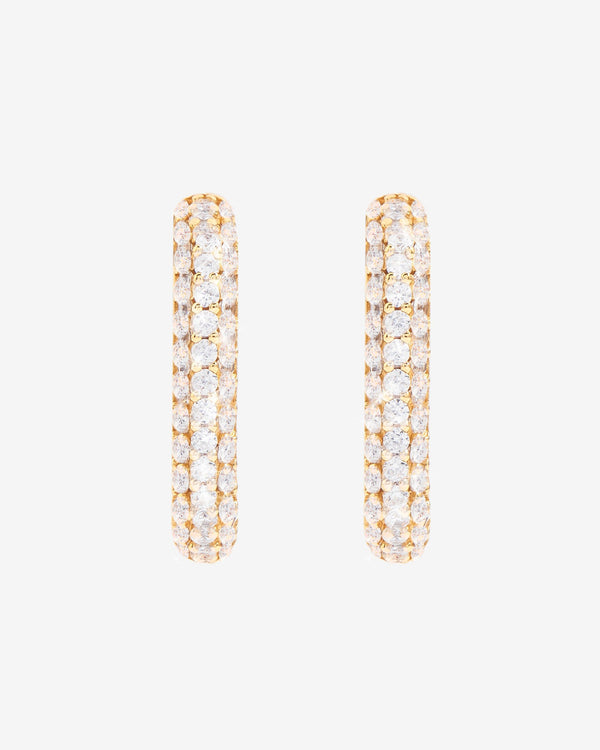 Iced Rectangular Hoop Earrings - Gold