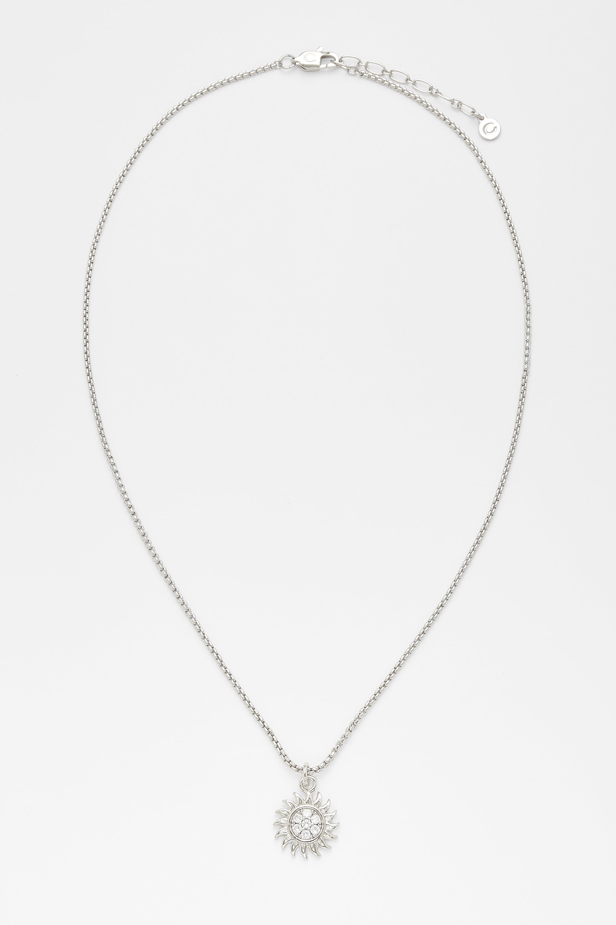 Iced Sunburst Box Chain Necklace